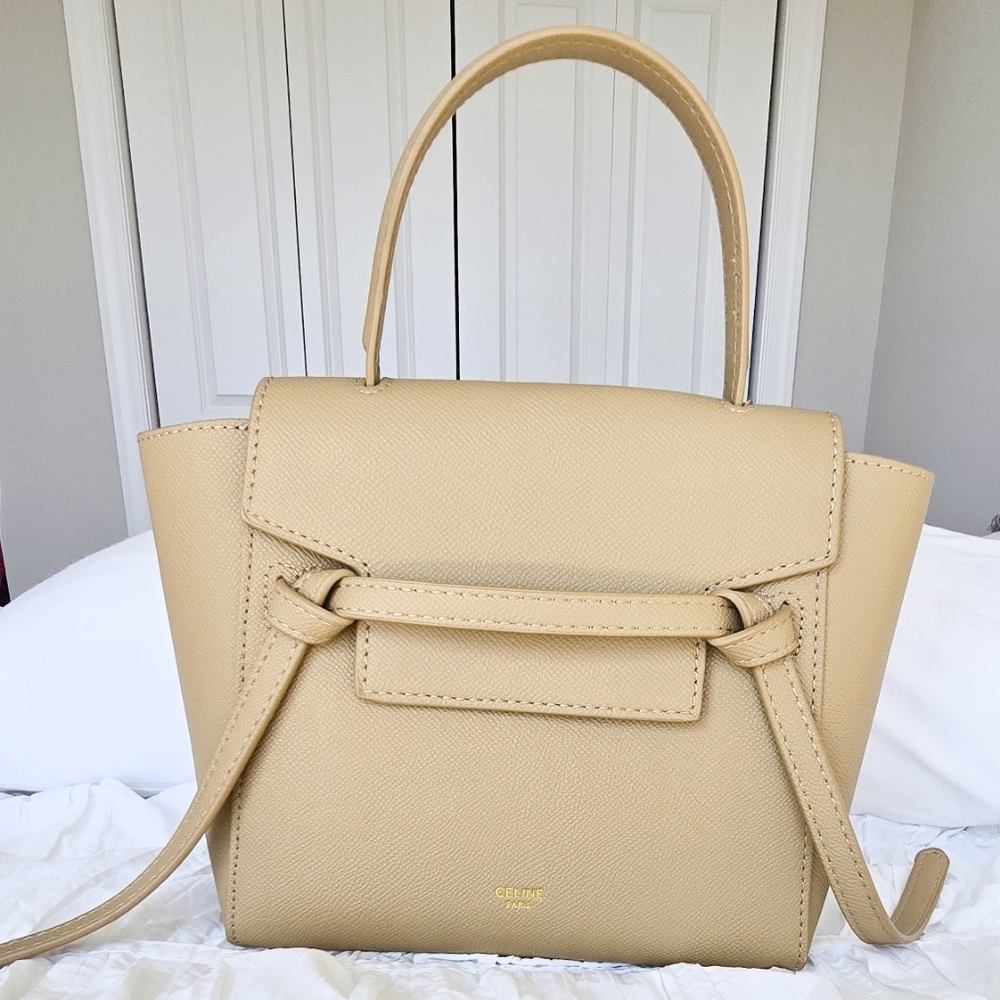 Genuine Celine Beige Satchel Bag Nano